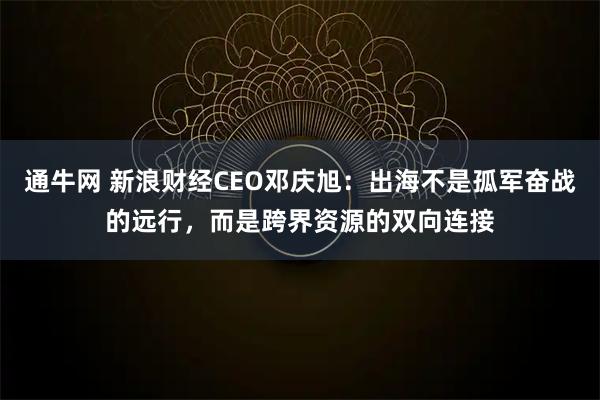 通牛网 新浪财经CEO邓庆旭：出海不是孤军奋战的远行，而是跨界资源的双向连接