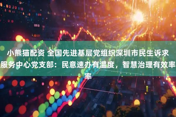小熊猫配资 全国先进基层党组织深圳市民生诉求服务中心党支部：民意速办有温度，智慧治理有效率